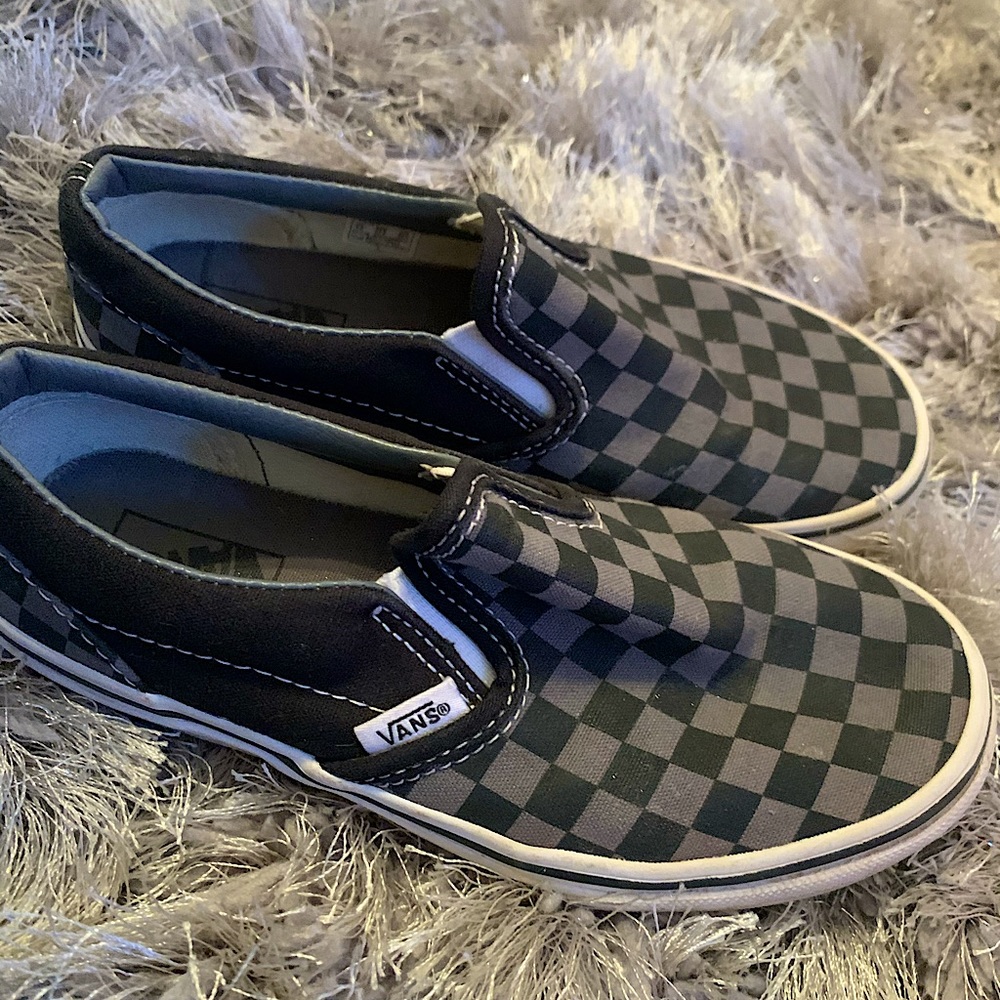 Black and grey checkered vans boys size 2